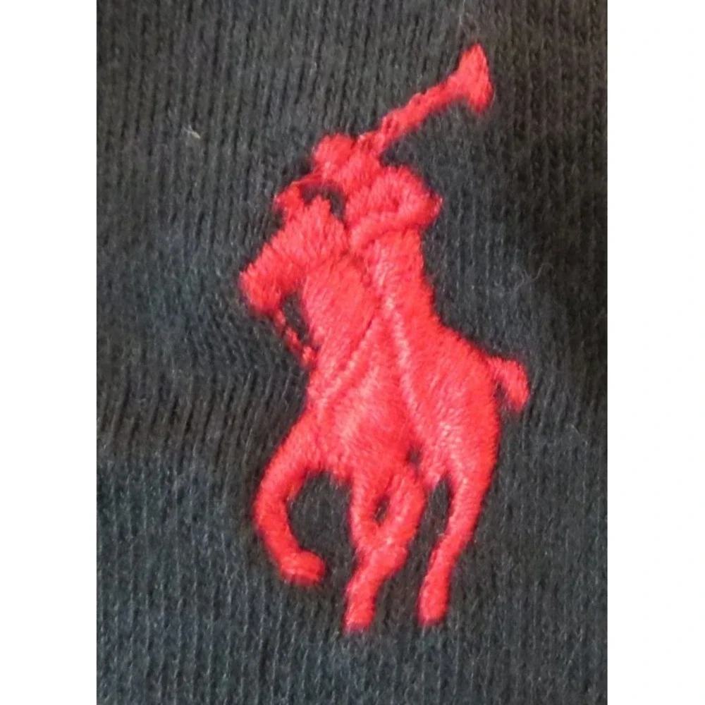 Polo Ralph Lauren Shirt Men Large L Black Long Sleeve Pique Cotton Red Pony Logo
